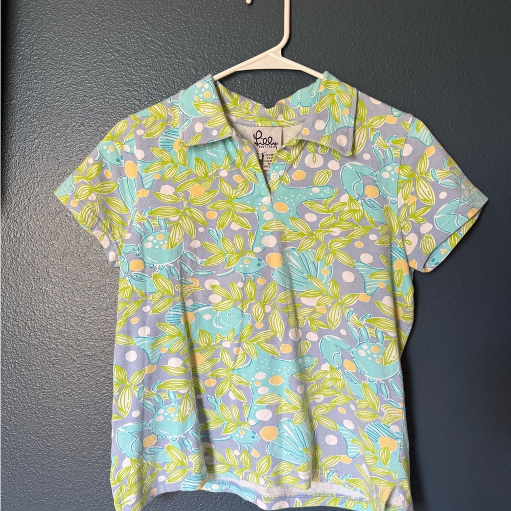 Lilly Pulitzer Blue and Green Patterned Shirt